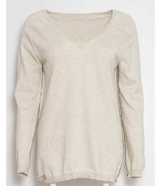 Elisa Cavaletti Pull avec col en V sable