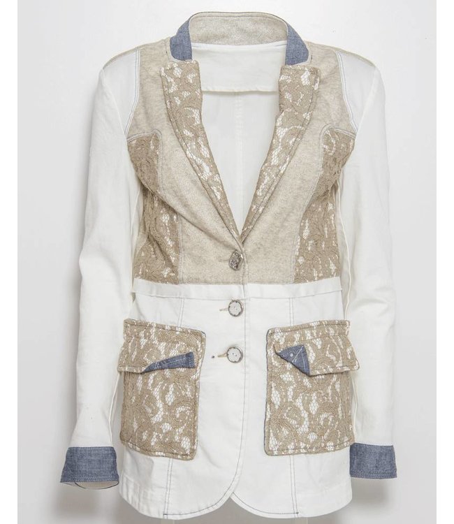 Elisa Cavaletti Long fitted blazer ecru