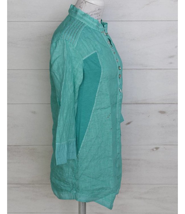 Elisa Cavaletti Linen blouse turquoise