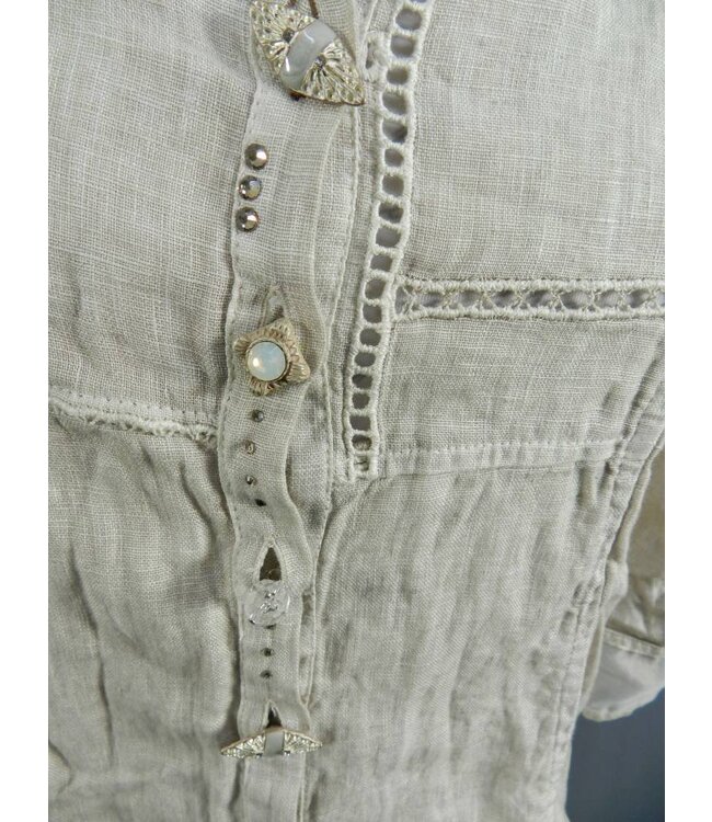 Elisa Cavaletti Leinen Bluse beige 3/4 Arm