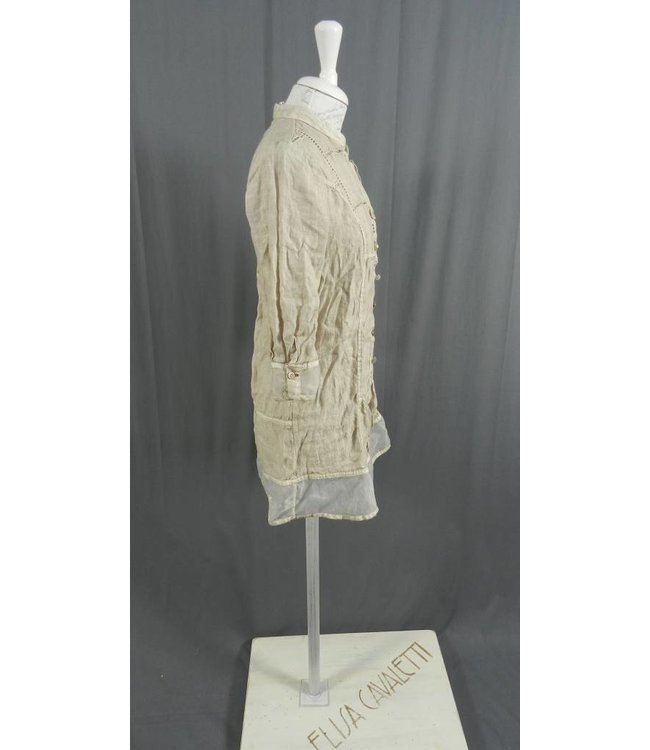 Elisa Cavaletti Leinen Bluse beige 3/4 Arm