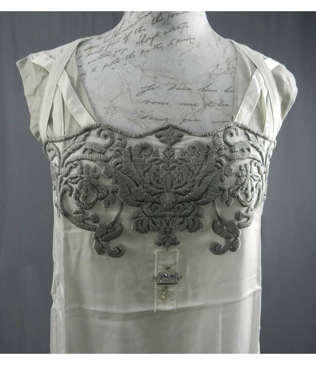 Elisa Cavaletti Top écru mit Stickerei grau-beige