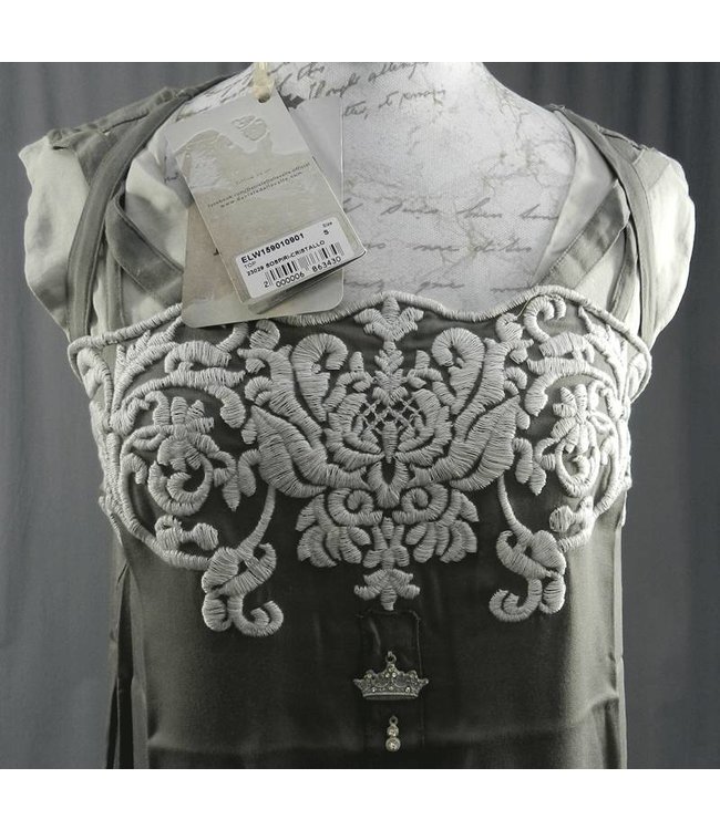 Elisa Cavaletti Top antrazith mit Stickerei silbergrau