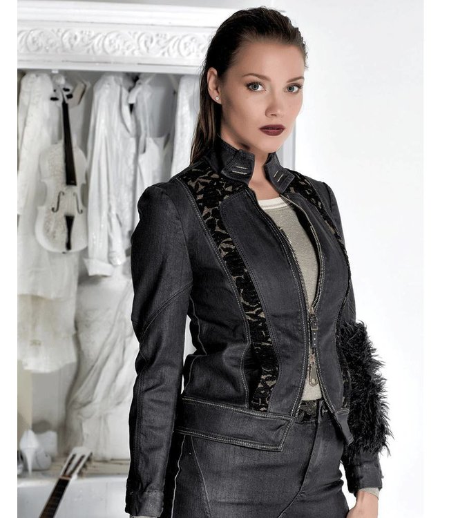 Elisa Cavaletti Short denim jacket faded black