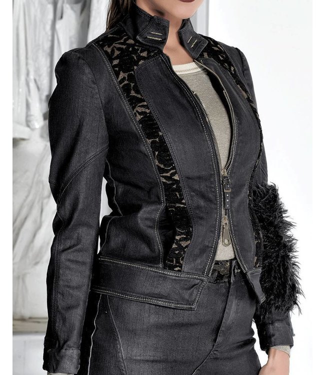 Elisa Cavaletti Short denim jacket faded black