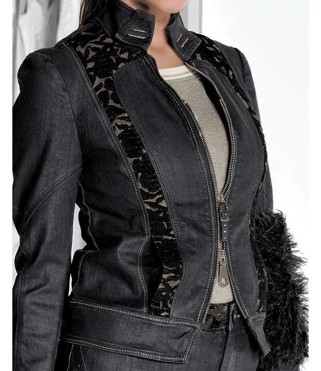 Elisa Cavaletti Short denim jacket faded black