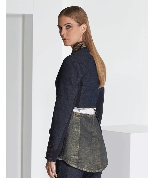 Elisa Cavaletti Denim jacket dark blue and gold