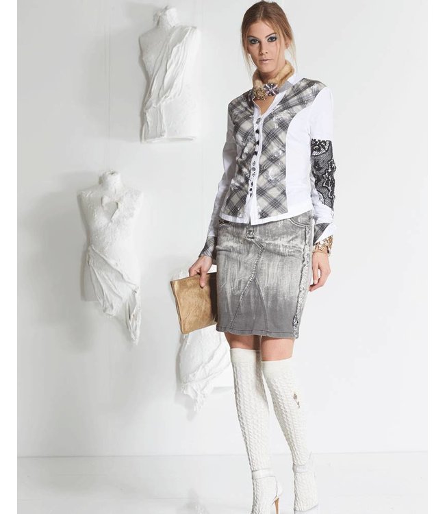Elisa Cavaletti Denim mini-skirt faded grey