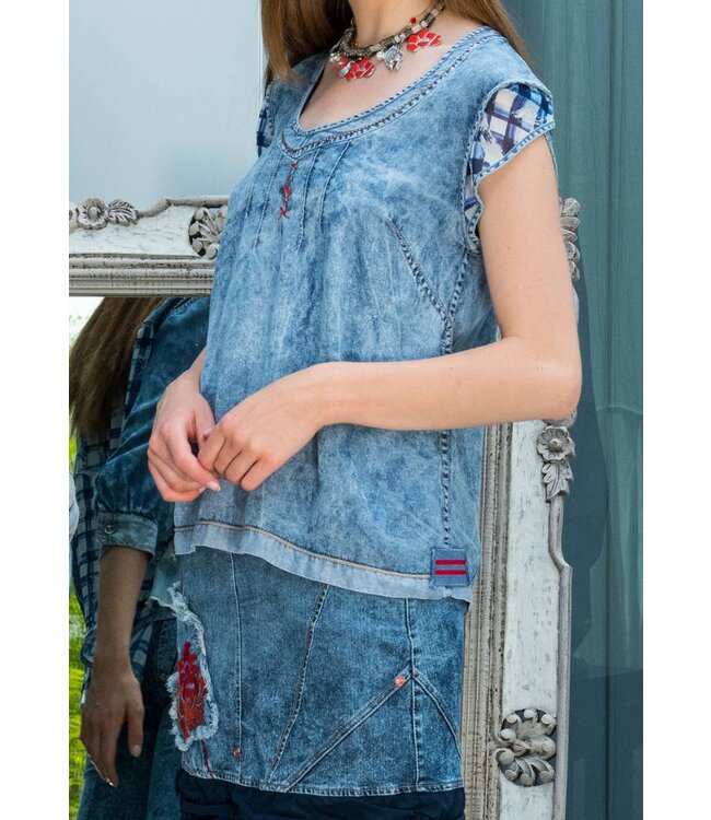 Elisa Cavaletti Haut Denim-Blu