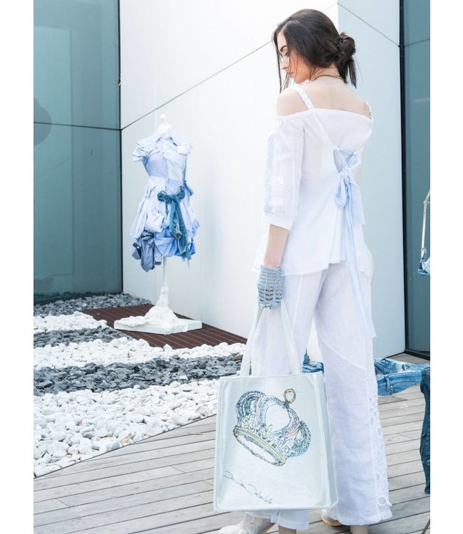 Elisa Cavaletti Pantalon en lin Bianco