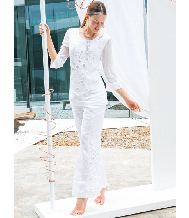 Elisa Cavaletti Pantalon en lin Bianco