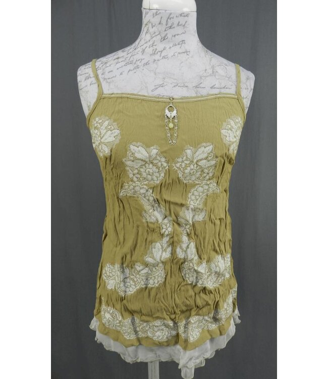 Elisa Cavaletti Strappy top khaki-ecru