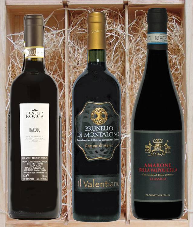 Verwaarlozing Bende hoffelijkheid Geschenkkistje met de 3 beste Italiaanse wijnen - Barolo - Brunello -  Amarone - Fattoria.nl