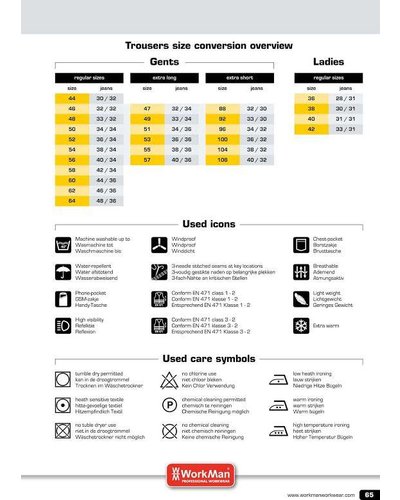 Workman Maattabel Workman