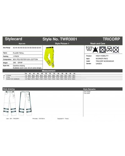 Tricorp Werkbroek RWS met striping en reflectie aan de pijpen