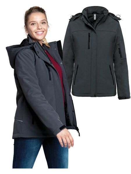 Kariban Gewatteerde Softshell Dames Parka met capuchon