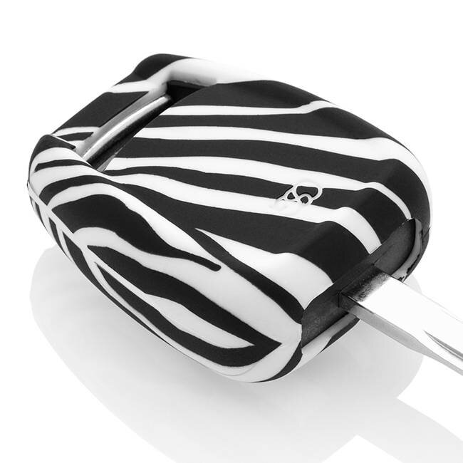 Car key cover compatible with Vauxhall - Silicone Protective Remote Key Shell - FOB Case Cover - Zebra