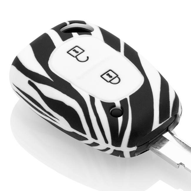 Sleutel cover compatibel met Renault - Silicone sleutelhoesje - beschermhoesje autosleutel - Zebra