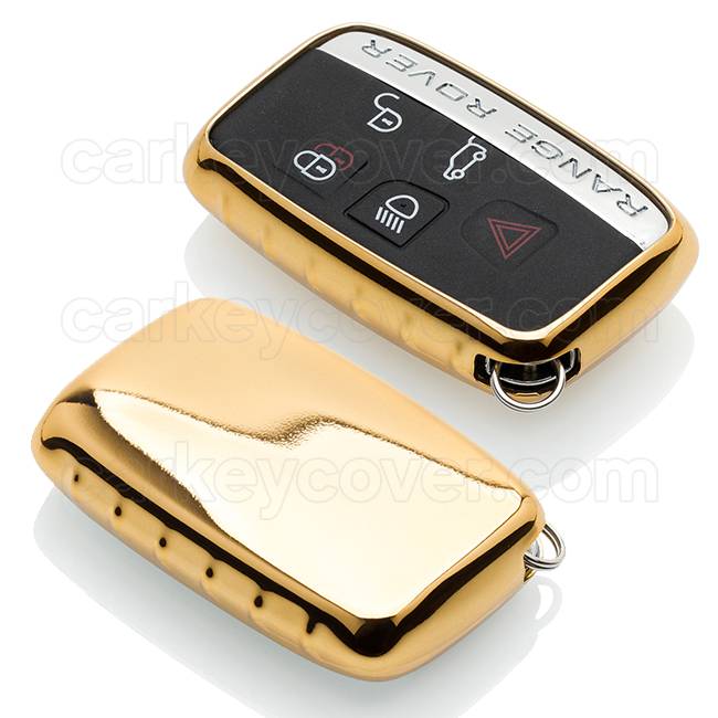 TBU car TBU car Car key cover compatible with Range Rover - TPU Protective Remote Key Shell - FOB Case Cover - Gold