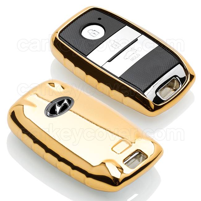 TBU car TBU car Autoschlüssel Hülle kompatibel mit Hyundai 3 Tasten (Keyless Entry) - Schutzhülle aus TPU - Auto Schlüsselhülle Cover in Gold