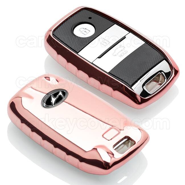 Capa para chave do carro compatível com Hyundai - Capa Protetora de Chave Remota de TPU - Tampa Remota FOB - Rosa Ouro