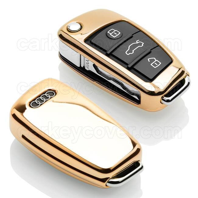 Capa para chave do carro compatível com Audi - Capa Protetora de Chave Remota de TPU - Tampa Remota FOB - Ouro