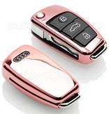TBU car TBU car Sleutel cover compatibel met Audi - TPU sleutel hoesje / beschermhoesje autosleutel - Roségoud