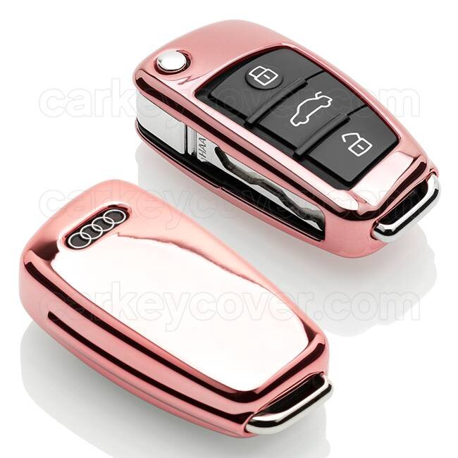 Capa para chave do carro compatível com Audi - Capa Protetora de Chave Remota de TPU - Tampa Remota FOB - Rosa Ouro