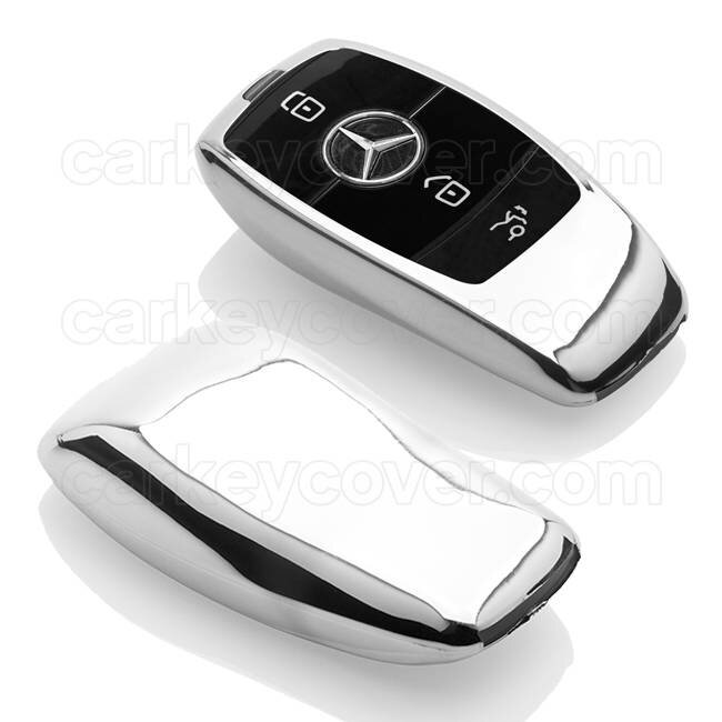 Capa para chave do carro compatível com Mercedes - Capa Protetora de Chave Remota de TPU - Tampa Remota FOB - Cromado