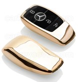 TBU car TBU car Autoschlüssel Hülle kompatibel mit Mercedes 3 Tasten (Keyless Entry) - Schutzhülle aus TPU - Auto Schlüsselhülle Cover in Gold