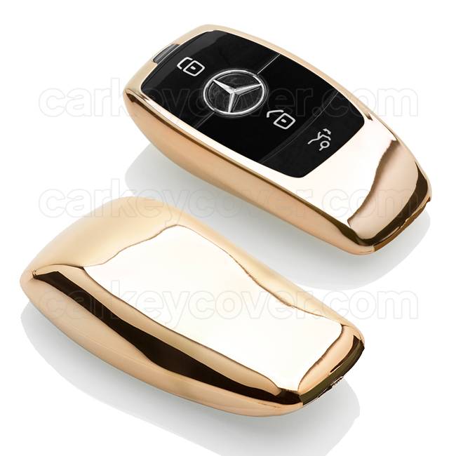 TBU car TBU car Autoschlüssel Hülle kompatibel mit Mercedes 3 Tasten (Keyless Entry) - Schutzhülle aus TPU - Auto Schlüsselhülle Cover in Gold