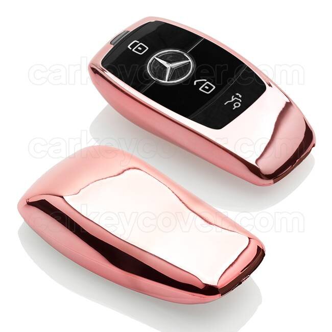 Capa para chave do carro compatível com Mercedes - Capa Protetora de Chave Remota de TPU - Tampa Remota FOB - Rosa Ouro