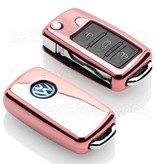 TBU car TBU car Car key cover compatible with VW - TPU Protective Remote Key Shell - FOB Case Cover - Rose Gold