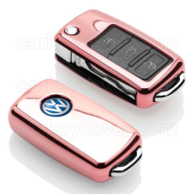 TBU car TBU car Housse de Protection clé compatible avec Volkswagen - Coque Cover Housse étui en TPU - Or rose / Rose Gold