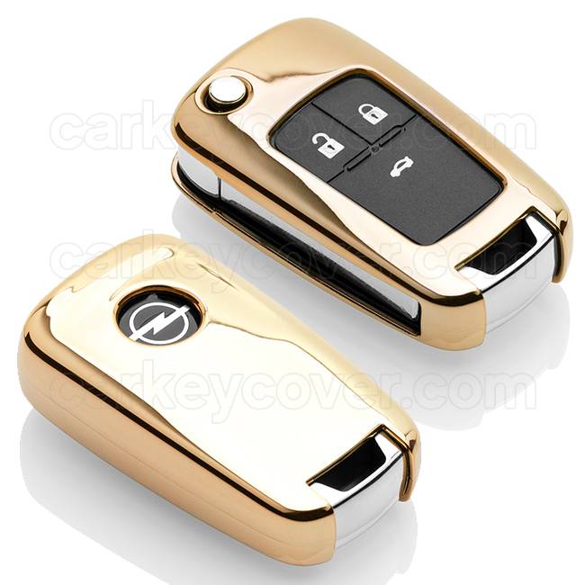 TBU car TBU car Autoschlüssel Hülle kompatibel mit Opel 3 Tasten - Schutzhülle aus TPU - Auto Schlüsselhülle Cover in Gold