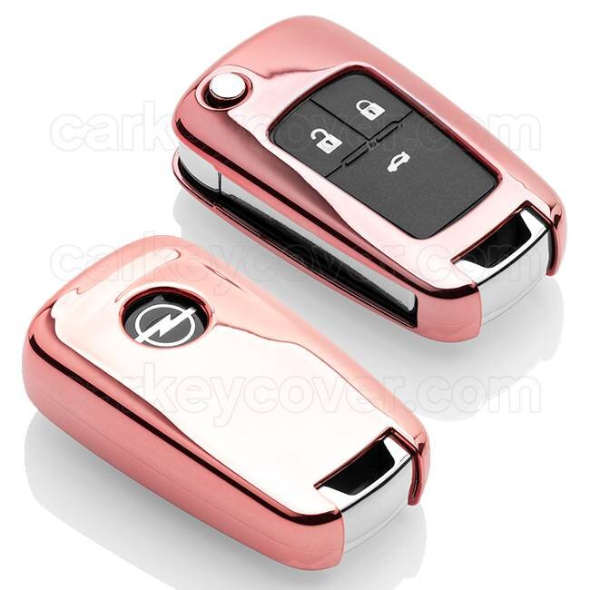 Capa para chave do carro compatível com Opel - Capa Protetora de Chave Remota de TPU - Tampa Remota FOB - Rosa Ouro