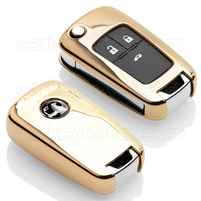 TBU car TBU car Car key cover compatible with Vauxhall - TPU Protective Remote Key Shell - FOB Case Cover - Gold