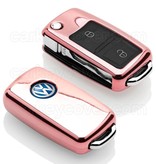 TBU car TBU car Sleutel cover compatibel met VW - TPU sleutel hoesje / beschermhoesje autosleutel - Ros√©goud