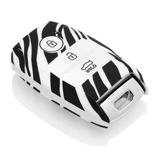 TBU car TBU car Autoschlüssel Hülle kompatibel mit Kia 3 Tasten (Keyless Entry) - Schutzhülle aus Silikon - Auto Schlüsselhülle Cover in Zebra
