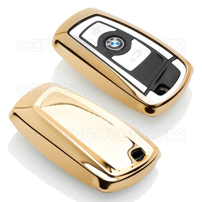 Autoschlüssel Hülle für BMW, Zink Legierung Auto Schlüsselhülle, Kompatibel  mit BMW Keyless Serie 1 3 5 7 X1 X3 X5 X6 F30 E30,Golden