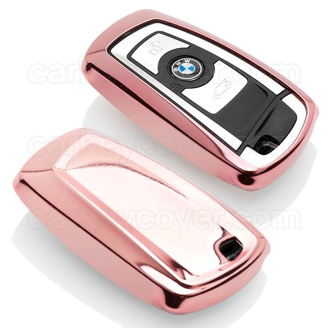 TBU car BMW Capa TPU Chave do carro - Capa protetora - Tampa remota FOB - Rosa Ouro