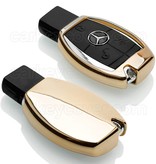 TBU car TBU car Autoschlüssel Hülle kompatibel mit Mercedes 2 Tasten - Schutzhülle aus TPU - Auto Schlüsselhülle Cover in Gold