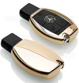 TBU car TBU car Autoschlüssel Hülle kompatibel mit Mercedes 3 Tasten - Schutzhülle aus TPU - Auto Schlüsselhülle Cover in Gold