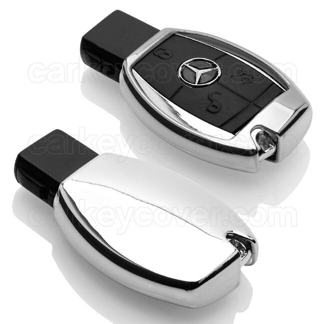 Capa para chave do carro compatível com Mercedes - Capa Protetora de Chave Remota de TPU - Tampa Remota FOB - Cromado