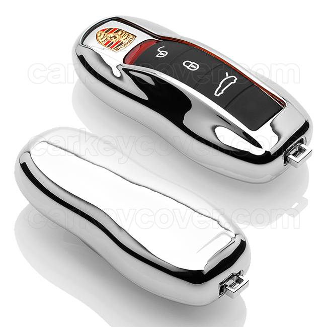 TBU car TBU car Housse de Protection clé compatible avec Porsche - Coque Cover Housse étui en TPU - Chrome