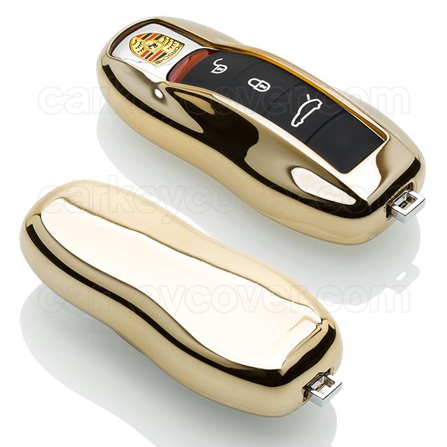 TBU car TBU car Autoschlüssel Hülle kompatibel mit Porsche 3 Tasten (Keyless Entry) - Schutzhülle aus TPU - Auto Schlüsselhülle Cover in Gold