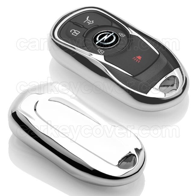 TBU car Cover chiavi auto compatibile con Opel - Copertura protettiva - Custodia Protettiva in TPU - Cromo argento