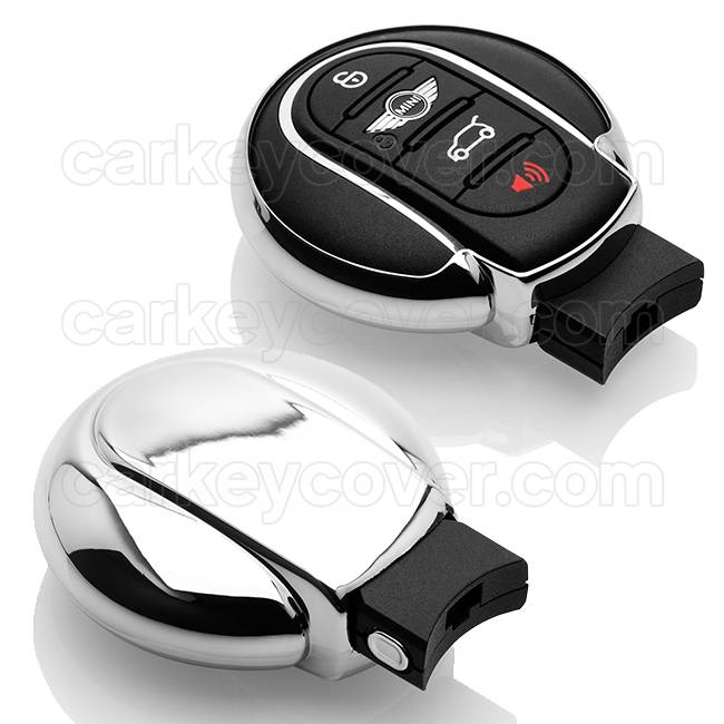 TBU car TBU car Car key cover compatible with Mini - TPU Protective Remote Key Shell - FOB Case Cover - Chrome