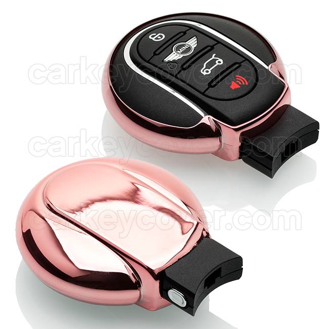 TBU car TBU car Autoschlüssel Hülle kompatibel mit Mini 3/4 Tasten (Keyless Entry) - Schutzhülle aus TPU - Auto Schlüsselhülle Cover in Roségold