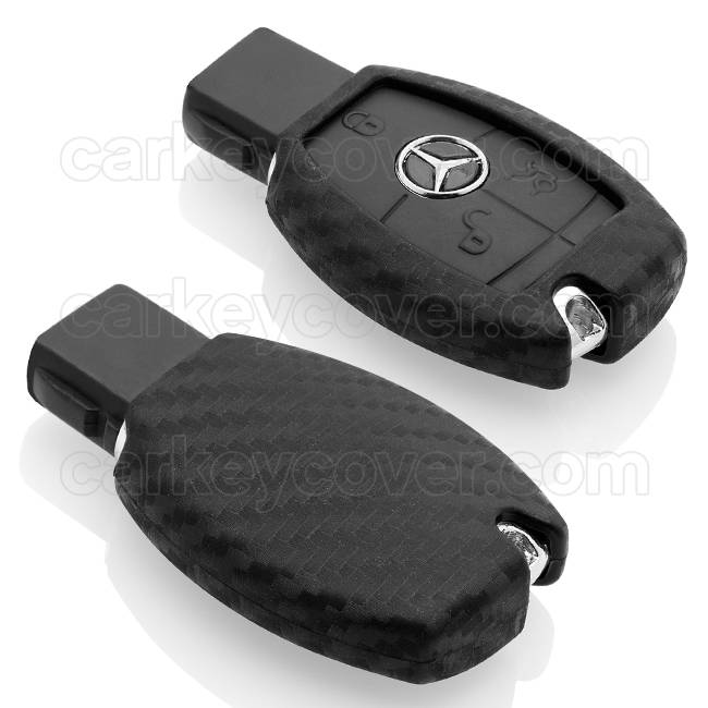 TBU car TBU car Car key cover compatible with Mercedes - Silicone Protective Remote Key Shell - FOB Case Cover - Carbon